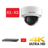 4K overvåkningspakke: 1x-3x dome IP-kameraer, 8MP oppløsning